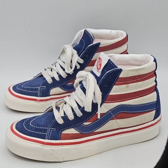Vans sk8hi red / white / blue patriotic vans mens size 5 / womens 6.5 - Picture 12 of 16